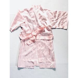 GIRLS PINK SATIN LIKE FLOWER GIRL ROBE SIZE 3/4